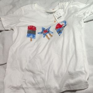 Crewcuts White Tee with Red & Blue Popsicle Motif